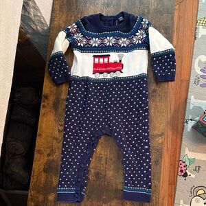 Janie and Jack Navy Knit Baby Romper